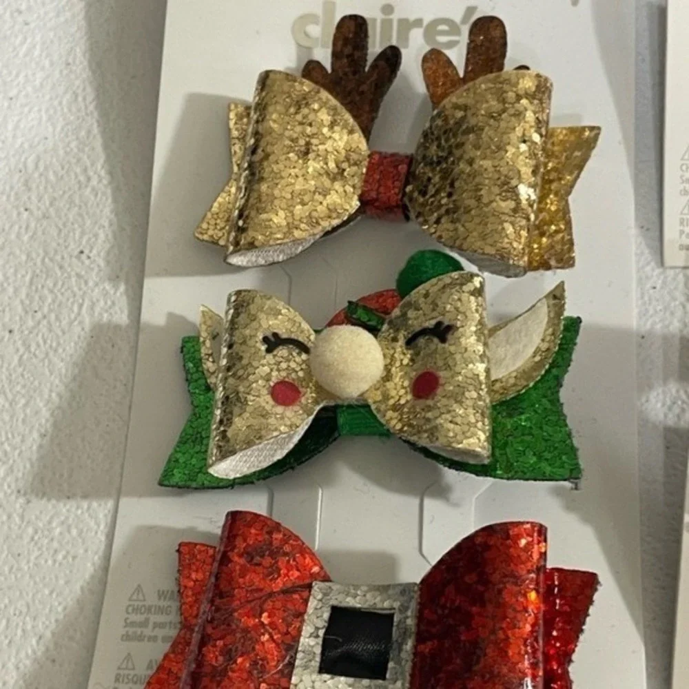 NWT Set‎ of Claire's Holiday Earrings & Hair Accessories